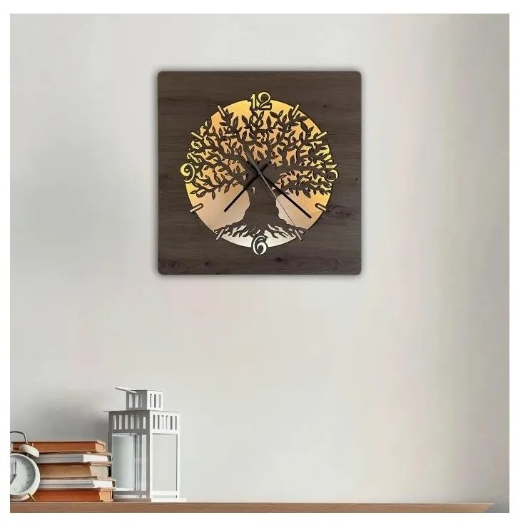 Li-Go 23537/DUB2 - Ściemnialny zegar LED/10W/5V 20000 mAh 42x42 cm dąb + z pilotem