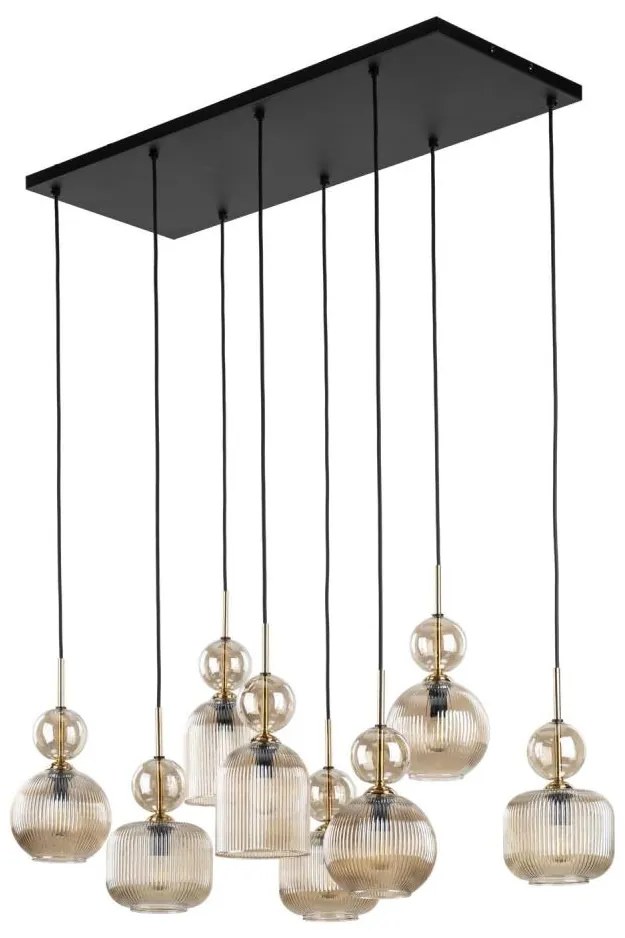 Žyrandol na linkach SOPHIA 8xE14/10W/230V czarny/przydymiony beżowy