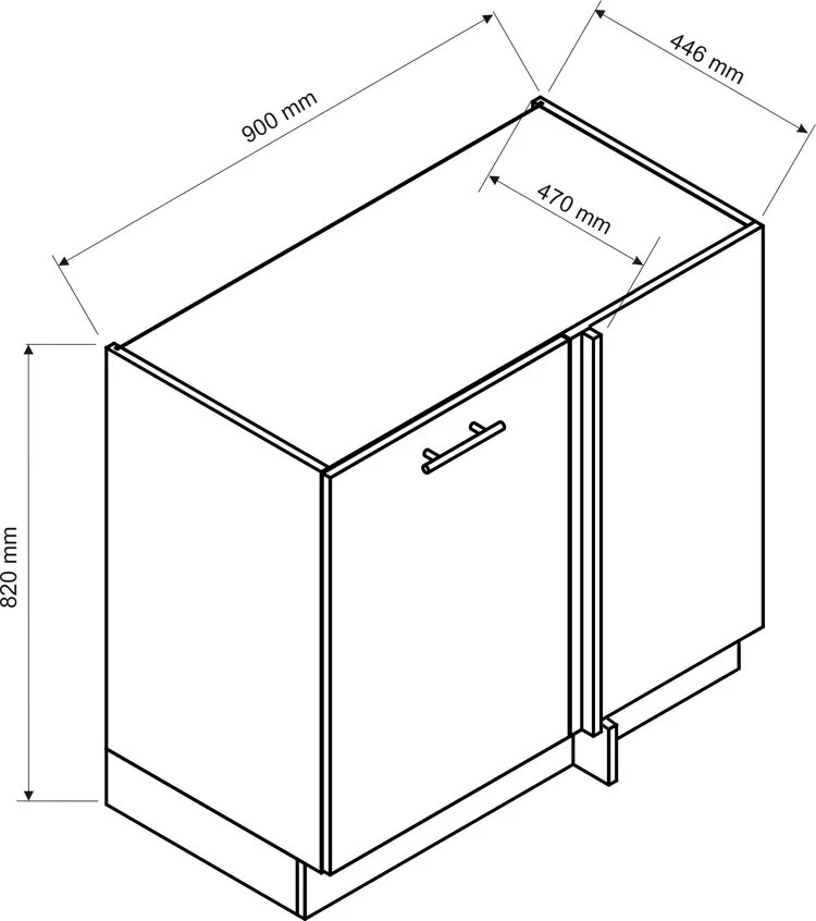 Szafka kuchenna dolna narożna 90 cm P0-T30