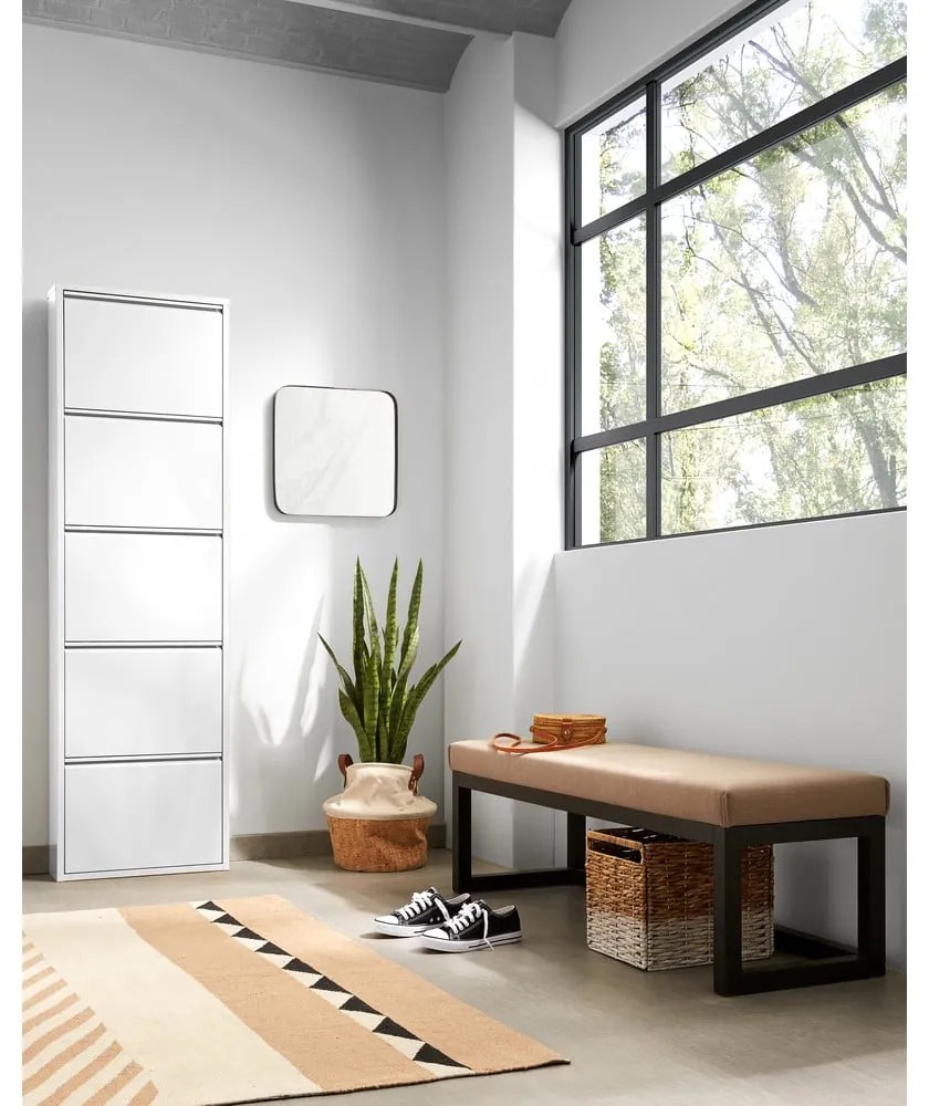 Biała metalowa uchylna szafka na buty 50x169x15 cm Ode – Kave Home