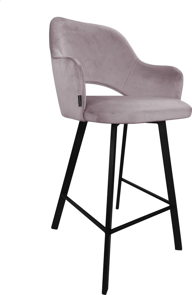 Hoker Milano krzesło barowe tkanina Welur podstawa metalowa : Kolor nogi - Czarna profil, Kolor tkaniny - VELVET - MG55, Typ siedziska - Siedzisko stałe