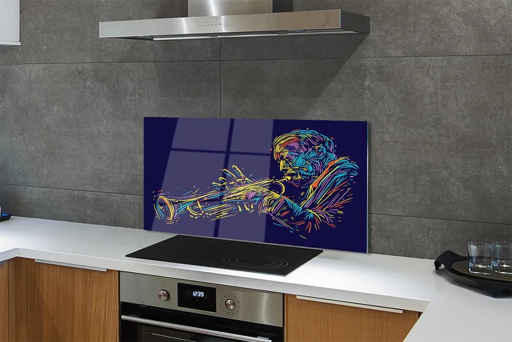 Szklany Panel Muzyk z Trąbką