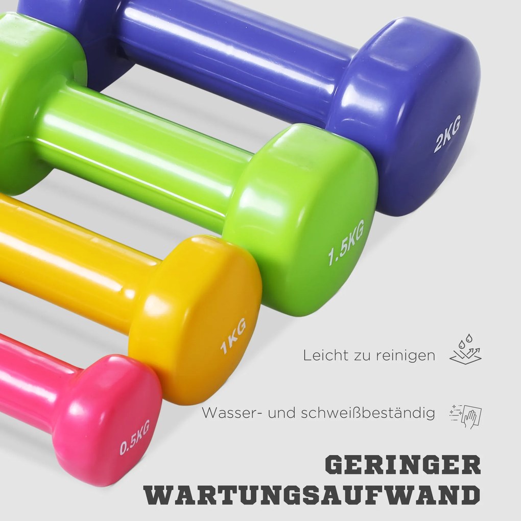 Zestaw hantli Homcom Zestaw hantli z etui przenośne 0,5 kg/1 kg/1,5 kg/2 kg