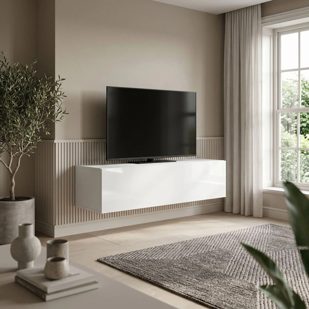 Szafka RTV wisząca GLOSSIA 100 cm do Salonu pod Telewizor - Biały