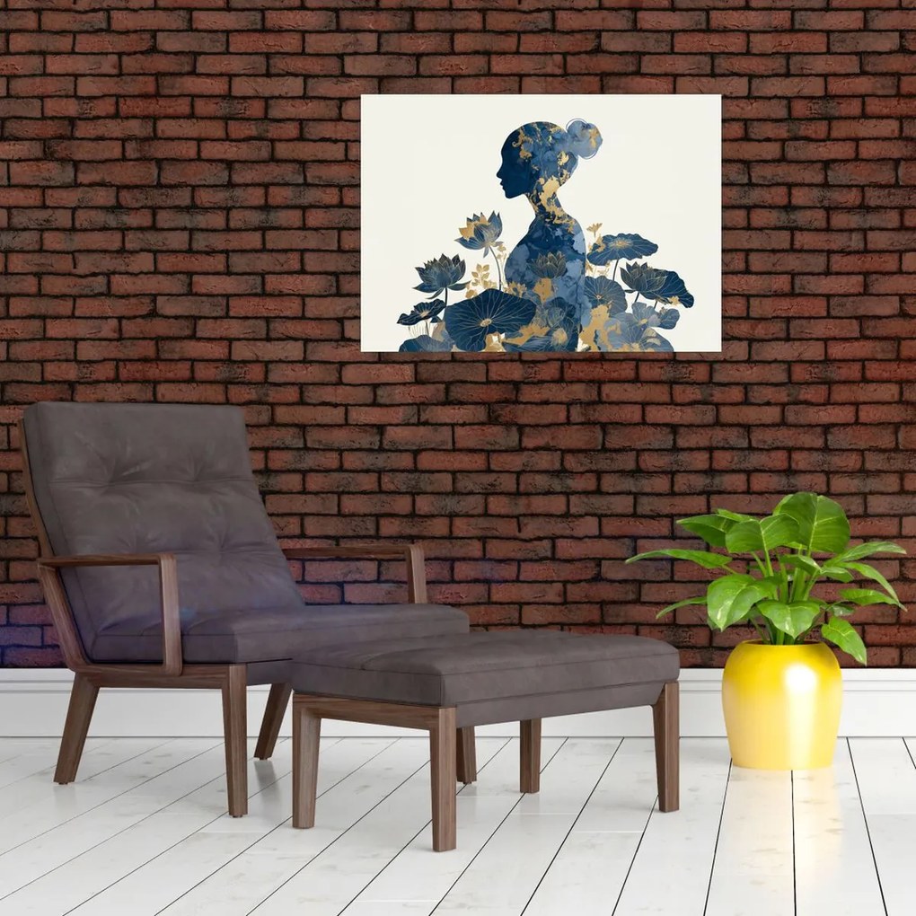 Obraz na szkle - Marmurowy profil kobiety (70x50 cm)