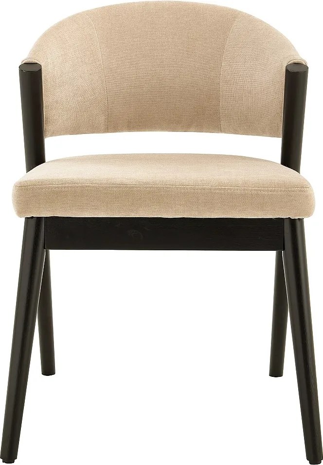 Zestaw 2 krzeseł z tkaniny i czarnego drewna hebanowego - Beige - ZELVYN
