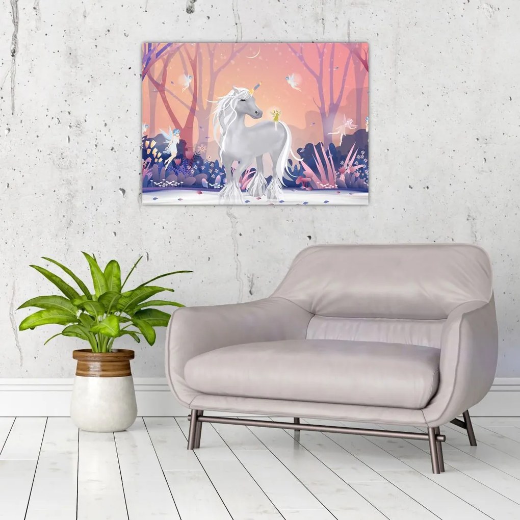 Obraz - Jednorożec w magicznym lesie (70x50 cm)
