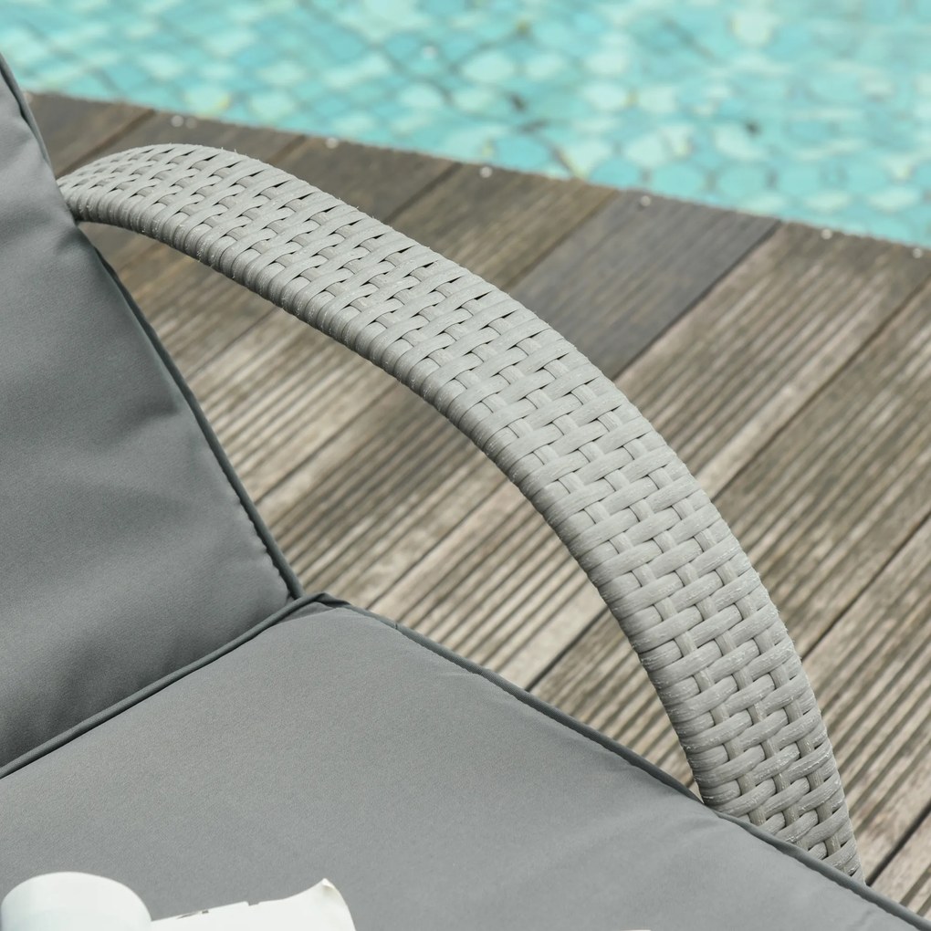 Outsunny Zestaw leżaków ogrodowych z technorattanu ze stolikiem, meble ogrodowe z poduszkami, 4 kolory