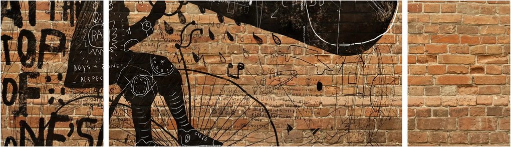 Obraz - Mężczyzna na rowerze w stylu Banksy (170x50 cm)