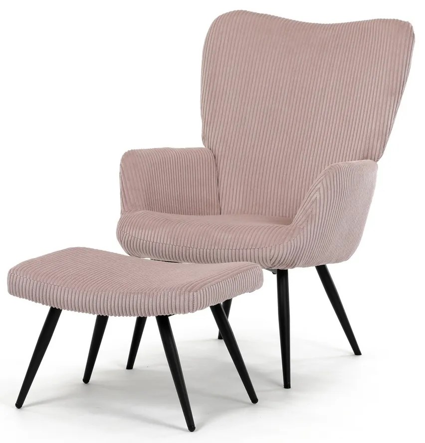 Fotel relaksacyjny z podnóżkiem L7285 PINK6,różowy