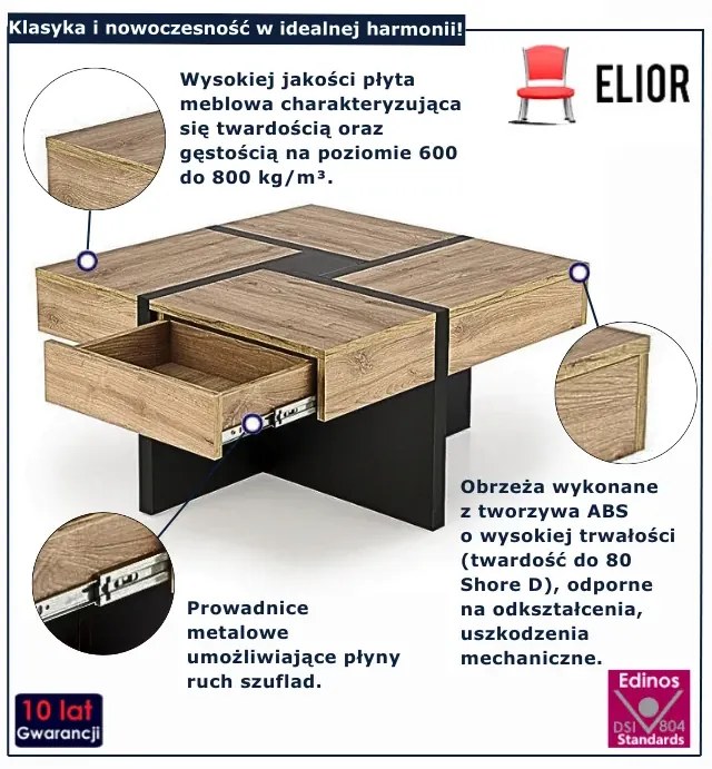 Stolik podwójny kawowy do salonu dąb złoty F0-W23