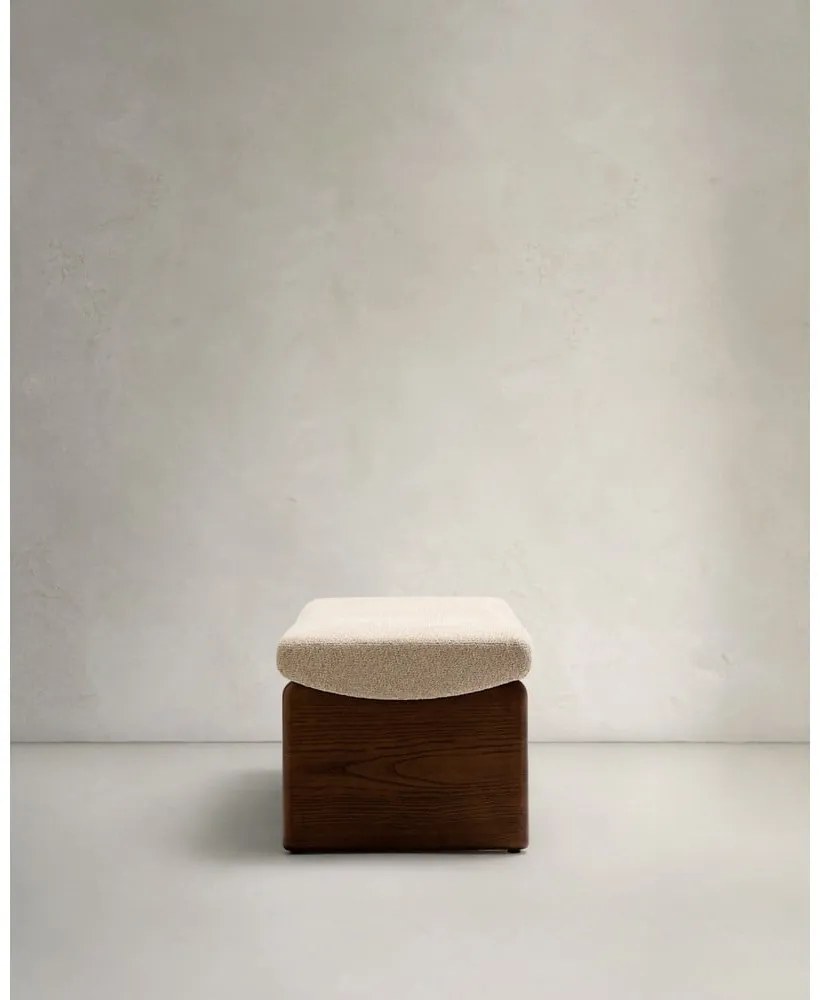 Beżowo-ciemnonaturalna ławka z tkaniny szenilowej Topaz – Kave Home