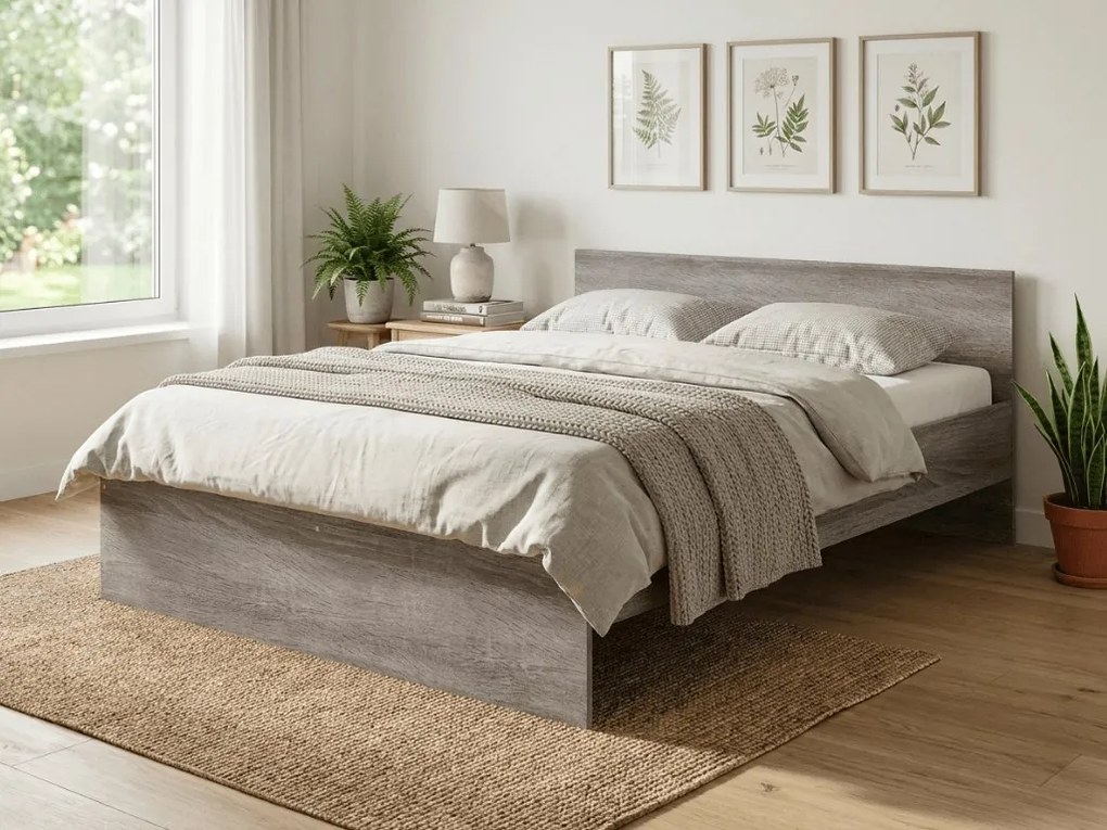 Łóżko ELISA 140 x 200 cm, dąb truflowy Stelaż: Bez stelaża, Materac: Materac Deluxe 10 cm