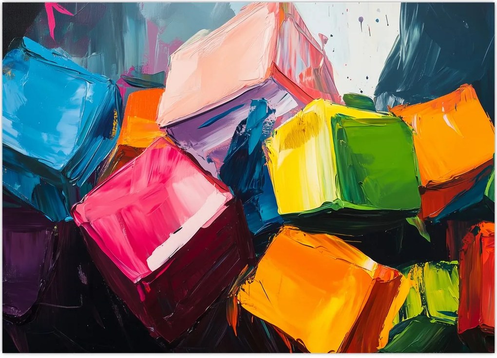 Obraz na szkle - Kolorowe kostki (70x50 cm)