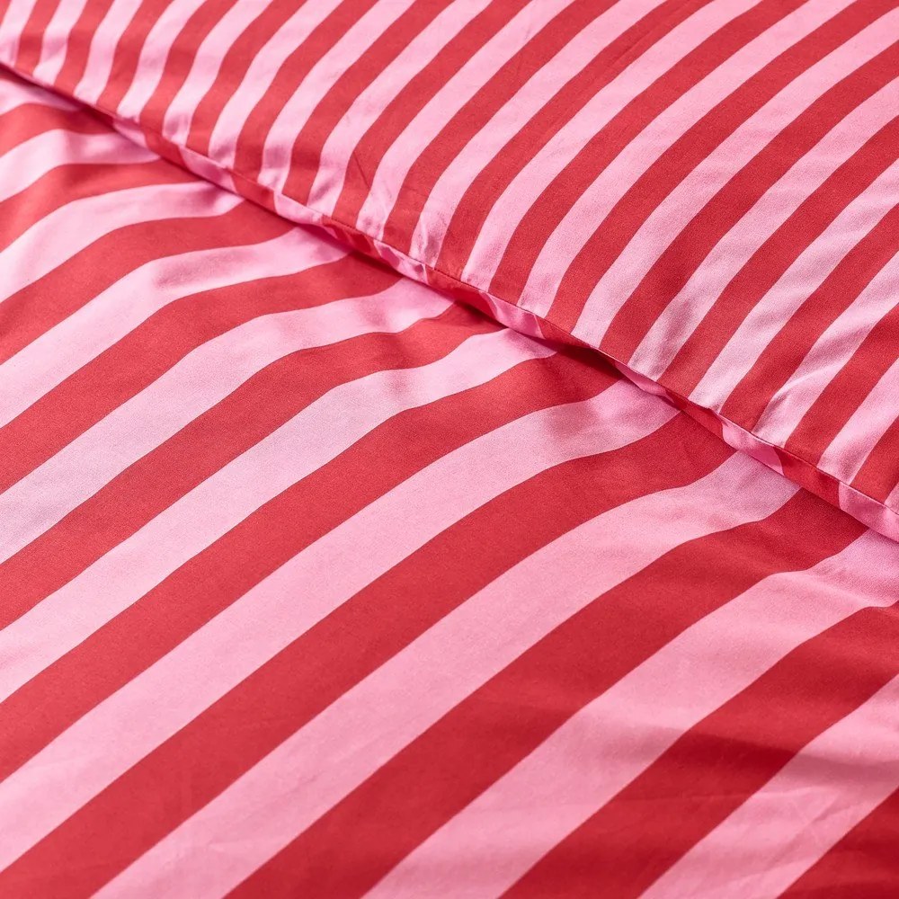 Czerwono-różowa pościel dwuosobowa 3-częściowa 200x200 cm Stripe Tease – Sassy B
