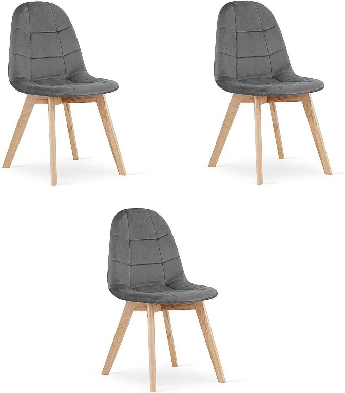 Krzesło Valora NUUC, ciemnoszare, aksamitne, ergonomiczne, x3