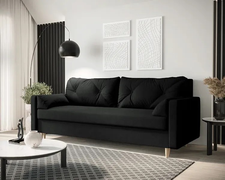 Czarna rozkładana sofa na nóżkach - Ahmo