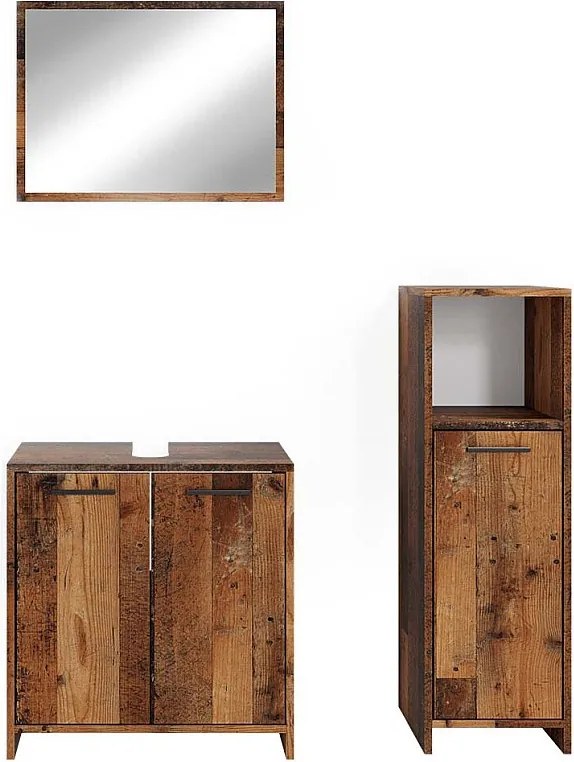 Zestaw mebli łazienkowych rustykalny dąb 58x33x60 kiko