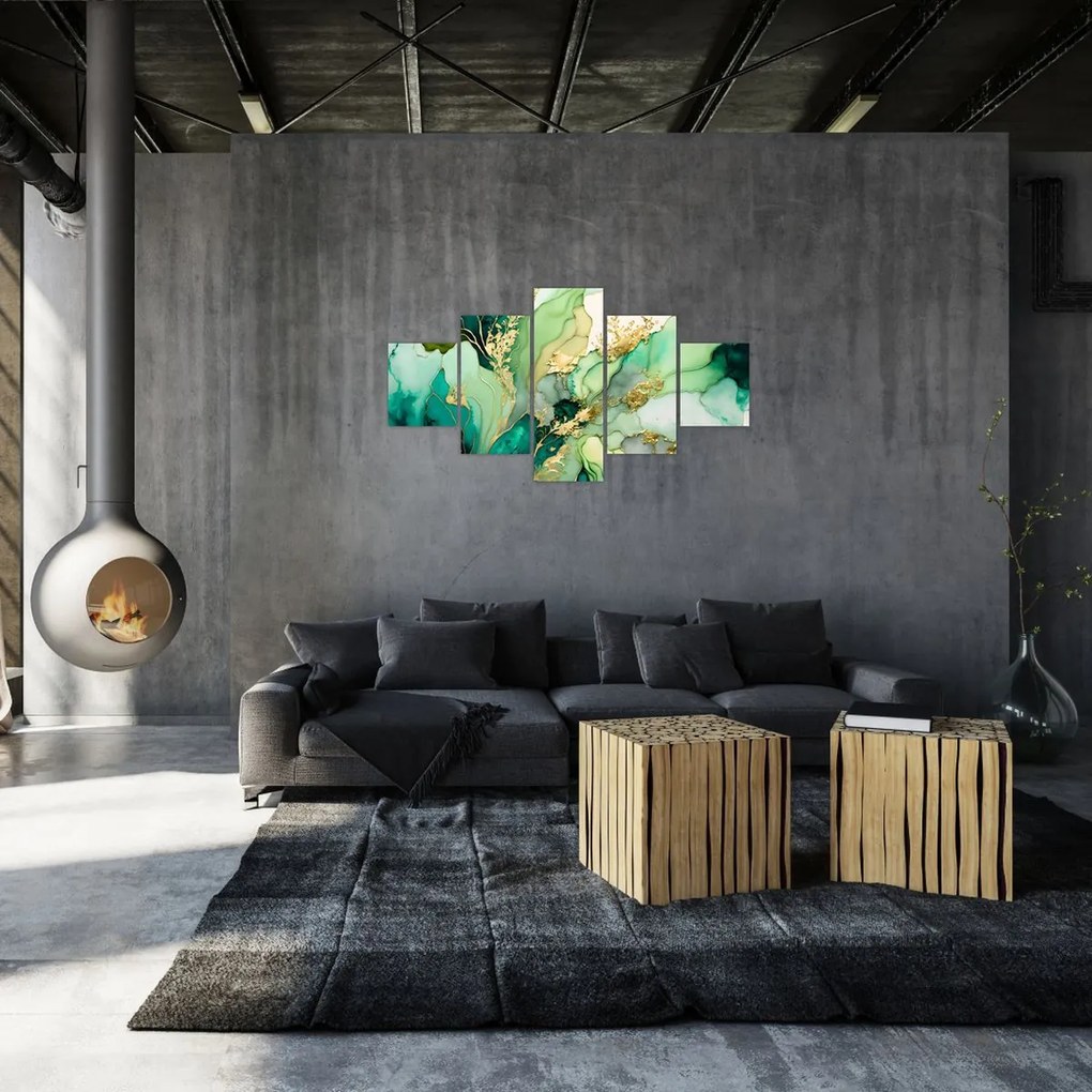 Obraz - Zielona abstrakcja (125x70 cm)