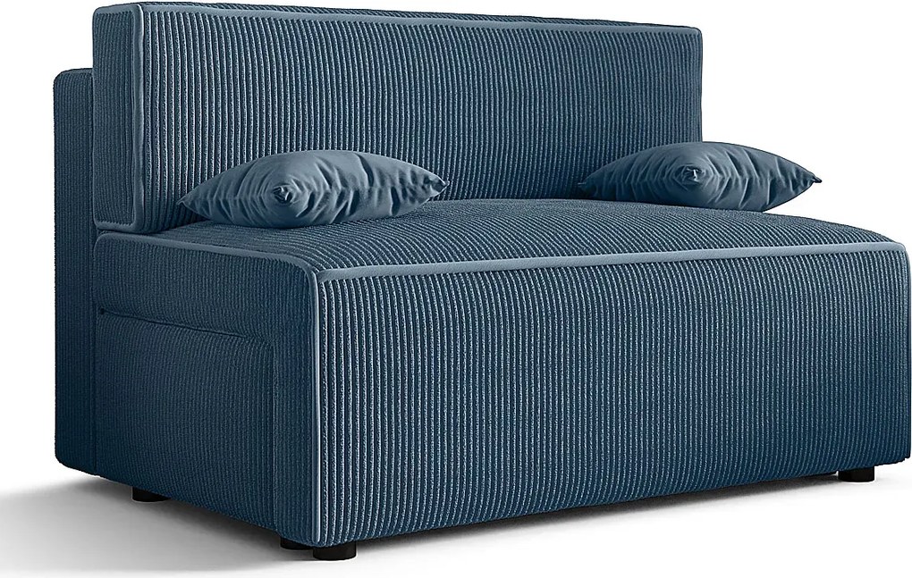 Niebieska tapicerowana sofa rozkładana K4-H47