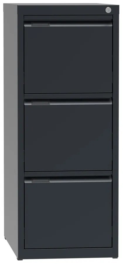 Metalowa szafa kartotekowa A4, 3 szuflady, kolor antracyt