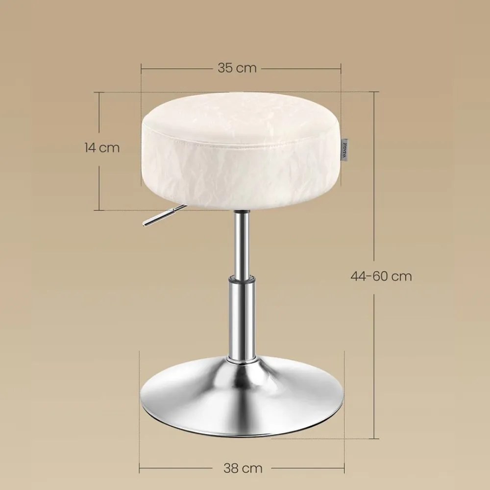 Regulowane krzesło do toaletki AURA, Ø35cm, kremowe Vasagle