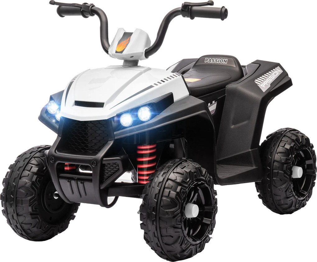 AIYAPLAY Elektryczny Quad dla Dzieci, Światła i Muzyka, Zawieszenie, 5 km/h, 50 Minut Jazdy, dla Dzieci 3-5 Lat, Biały