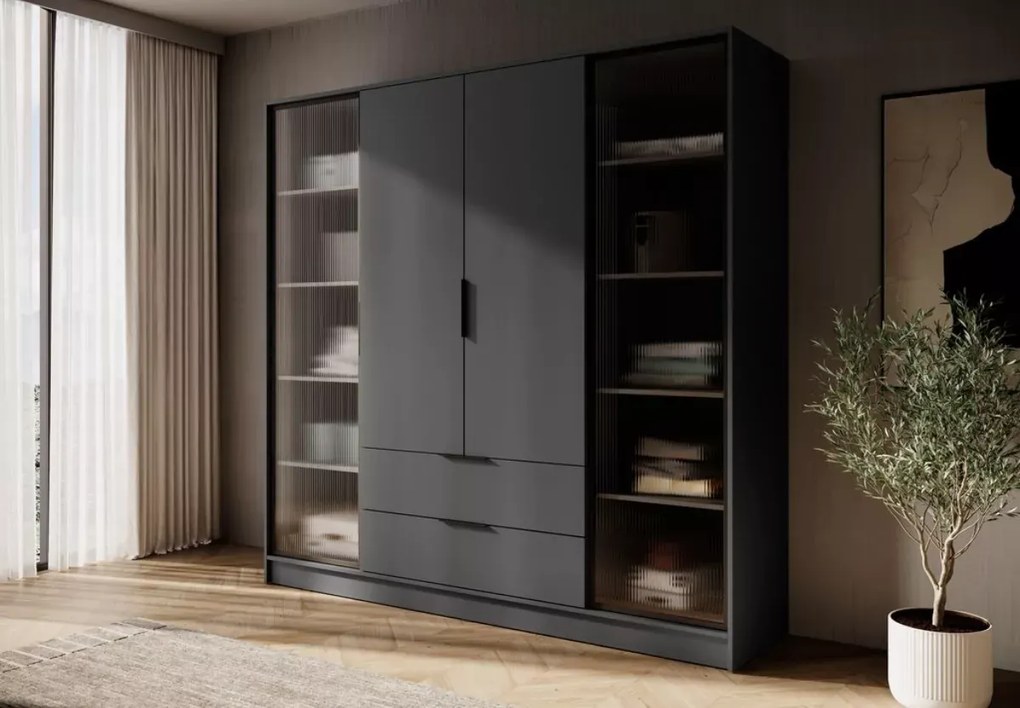 Szafa Tetrix 4D 206cm LED garderoba szkło szuflady
