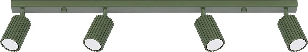 Lampa Sufitowa Minimalistyczny Karbon, Aluminium - 4 Źródło - L.81 X H.16.5 Cm - Zielony Oliwkowy