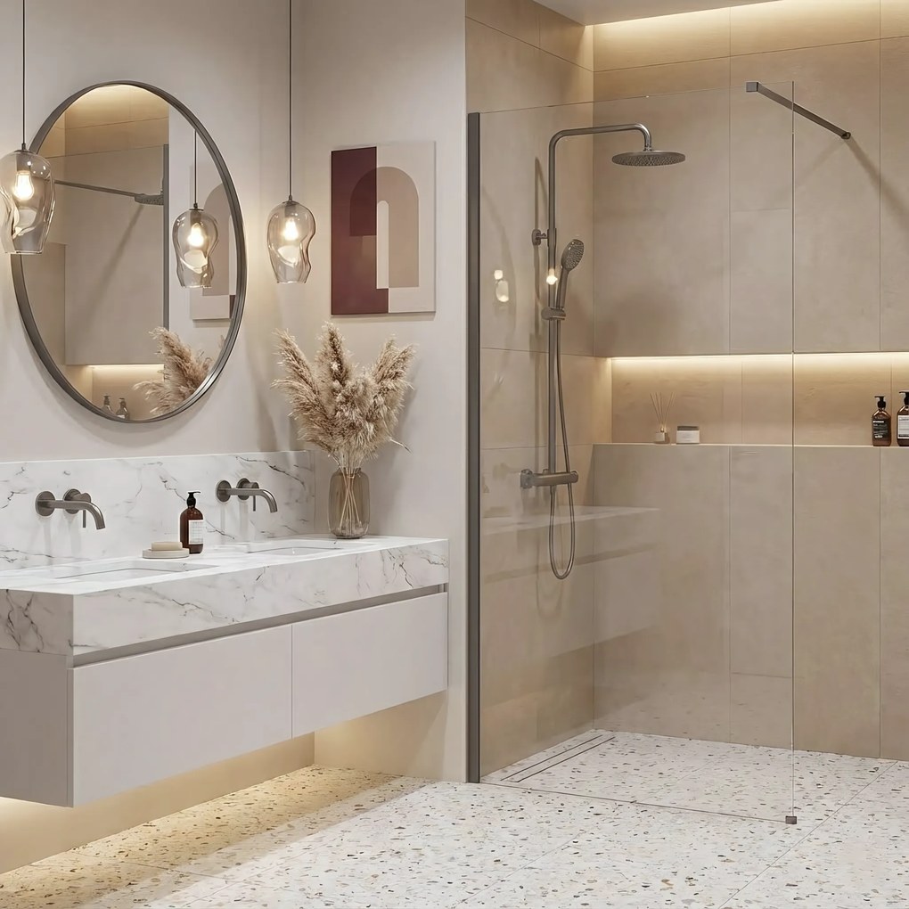 Kabina prysznicowa Walk-In Rea Flexi Transparent / Tytan 80