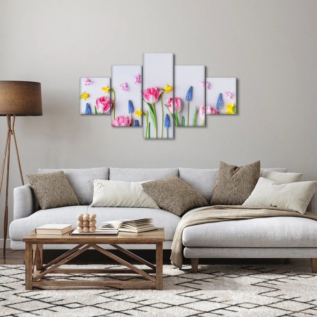 Obraz wiosennych kwiatów (125x70 cm)