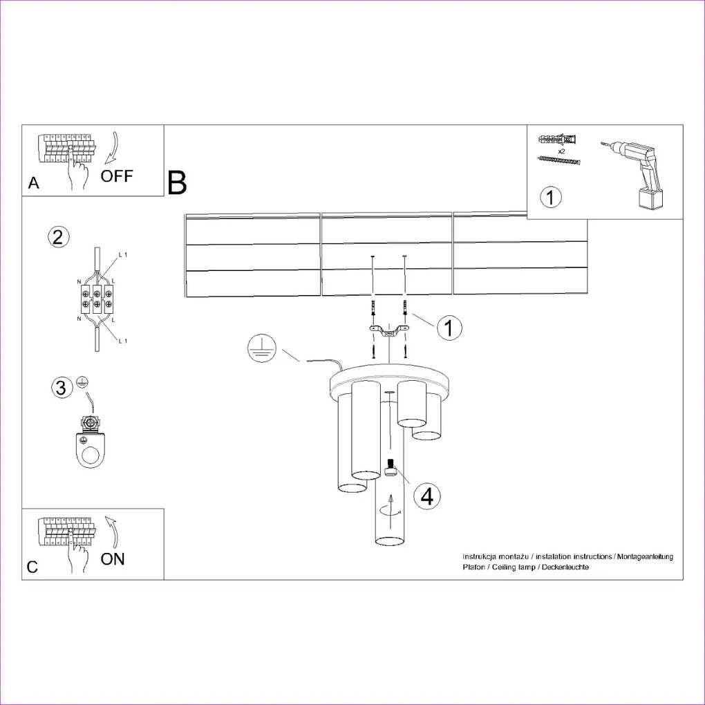 Plafon LAGOS 5P czarny SOLLUX  LIGHTING
