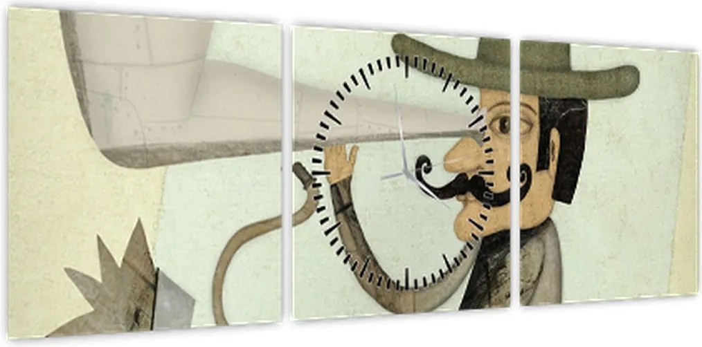 Obraz - Astronom na rowerze (z zegarem) (90x30 cm)