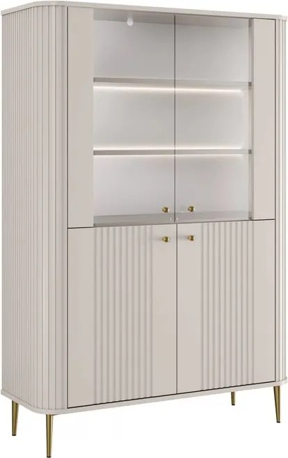 Witryna Vesper 103 cm czterodrzwiowa - kaszmir / złote nogi