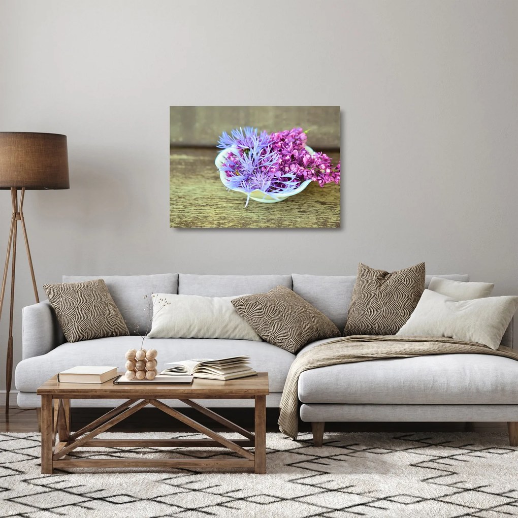 Obraz na szkle - dekoracja z lawendą (70x50 cm)