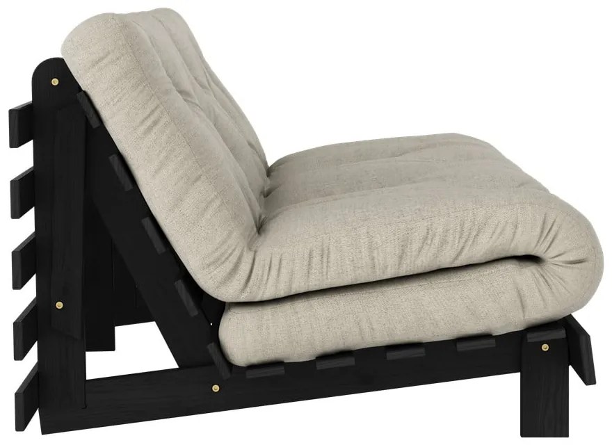 Szarobeżowa lniana rozkładana sofa 160 cm Roots Black Night – Karup Design
