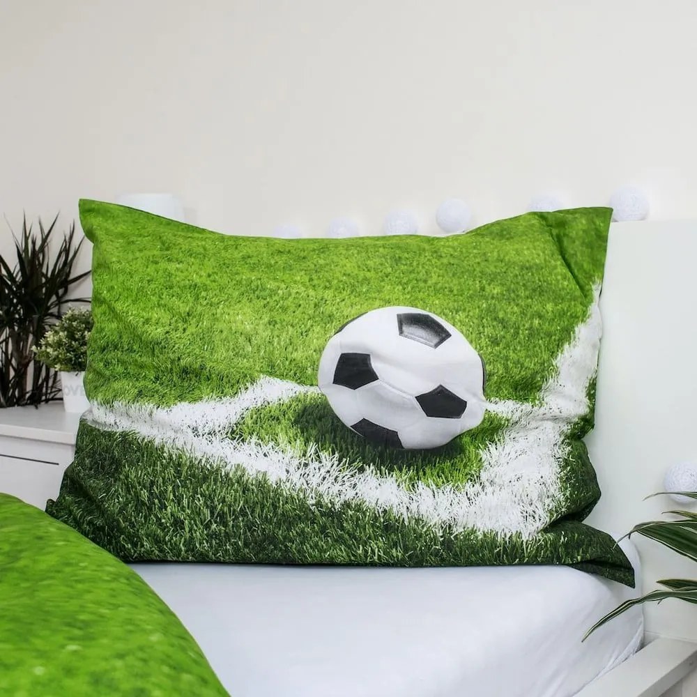 Zielona bawełniana pościel dziecięca jednoosobowa 140x200 cm Football – Jerry Fabrics