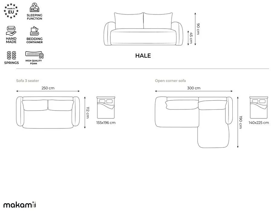 Ciemnozielony rozkładany narożnik (lewostronny/z szezlongiem) Hale – Makamii