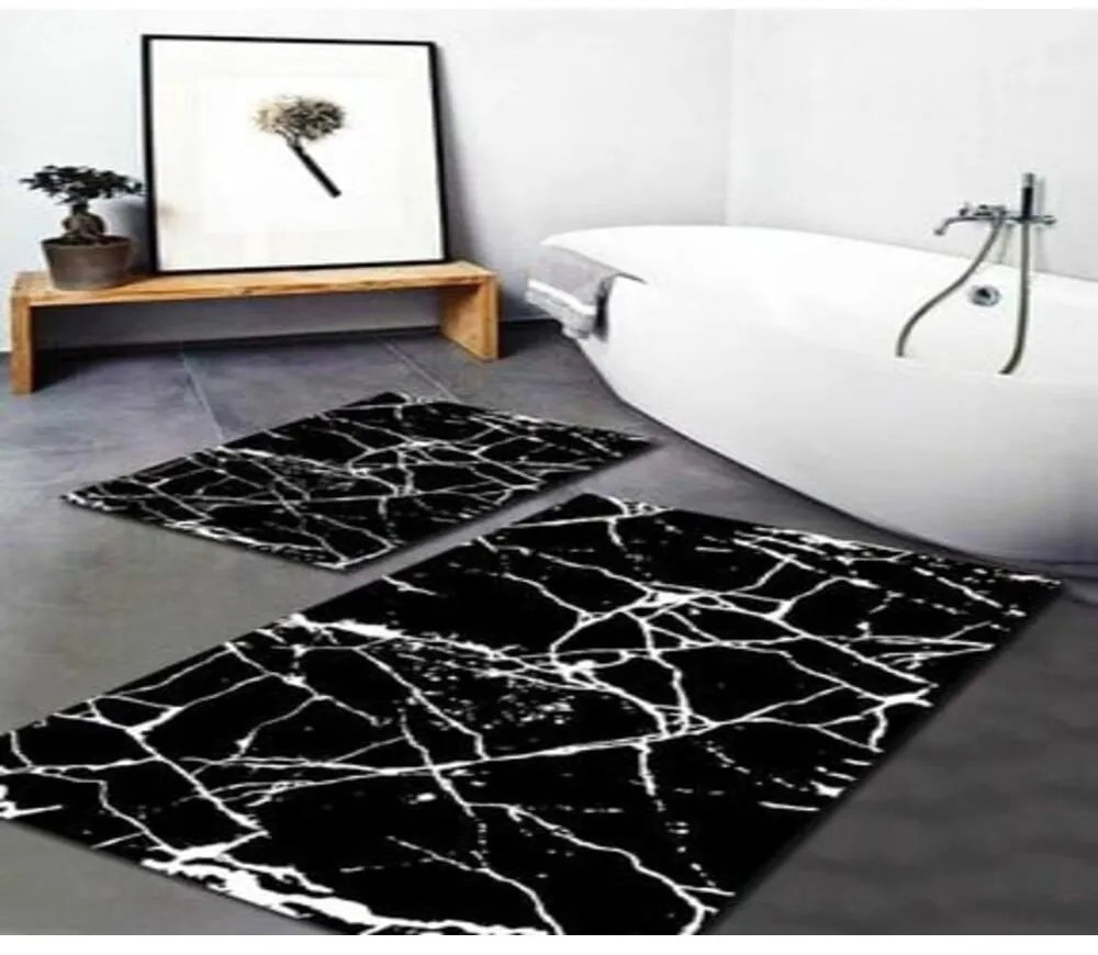 Białe/czarne dywaniki łazienkowe zestaw 2 szt. 60x100 cm Cracks – Mila Home