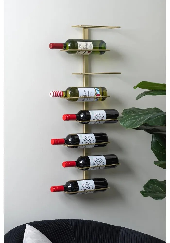 Wiszący metalowy regał na wino w kolorze złota liczba butelek 8 Float – PT LIVING