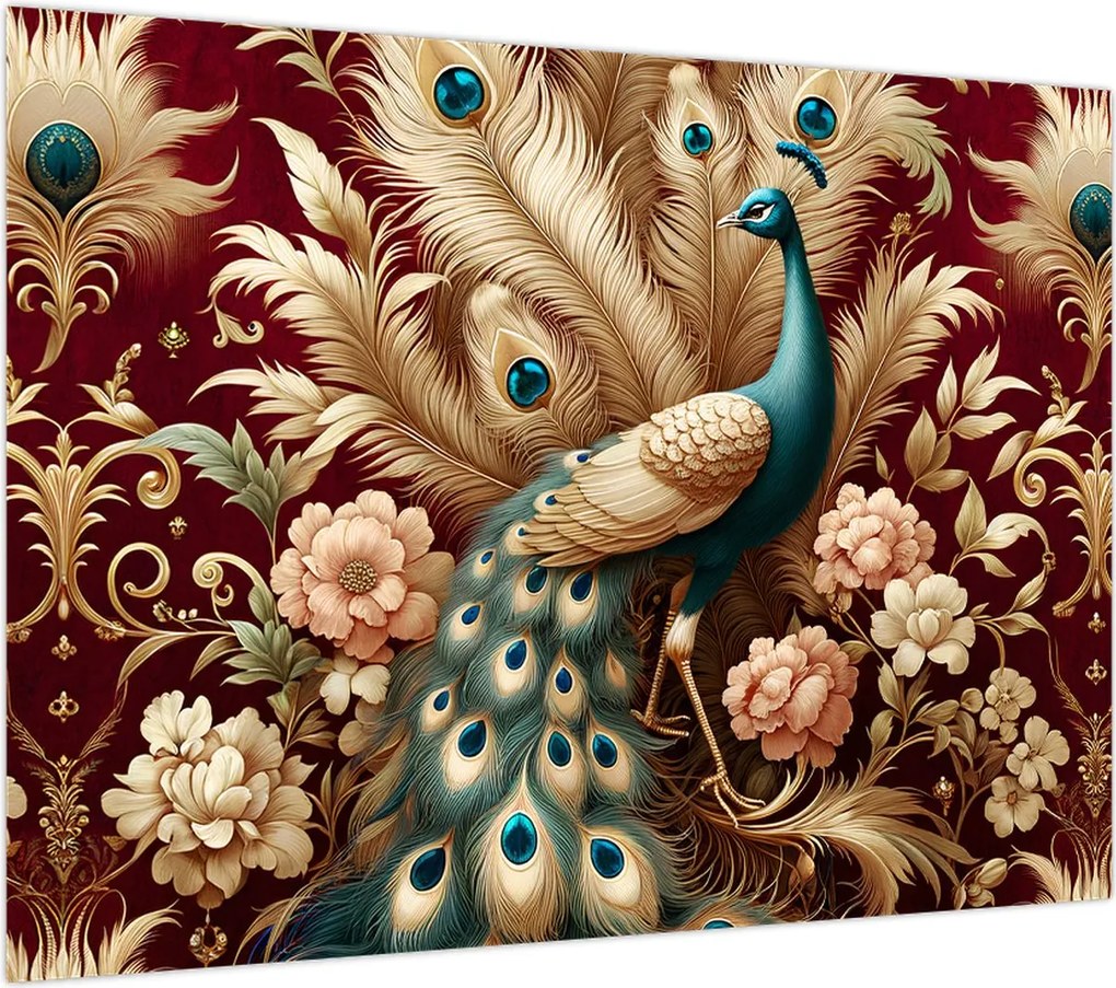 Obraz na szkle – Elegancki paw (70x50 cm)
