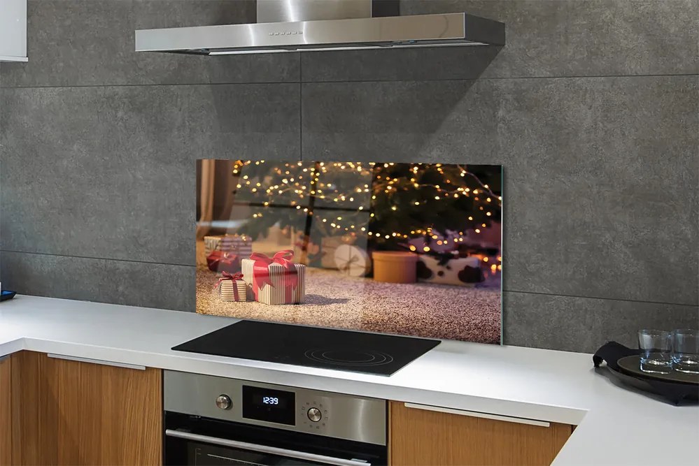 Szklany Panel Bożonarodzeniowe Prezenty pod Choinką