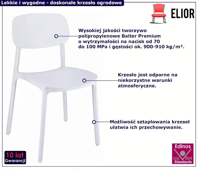 Białe Krzesło Ogrodowe Sztaplowane G5-Z47