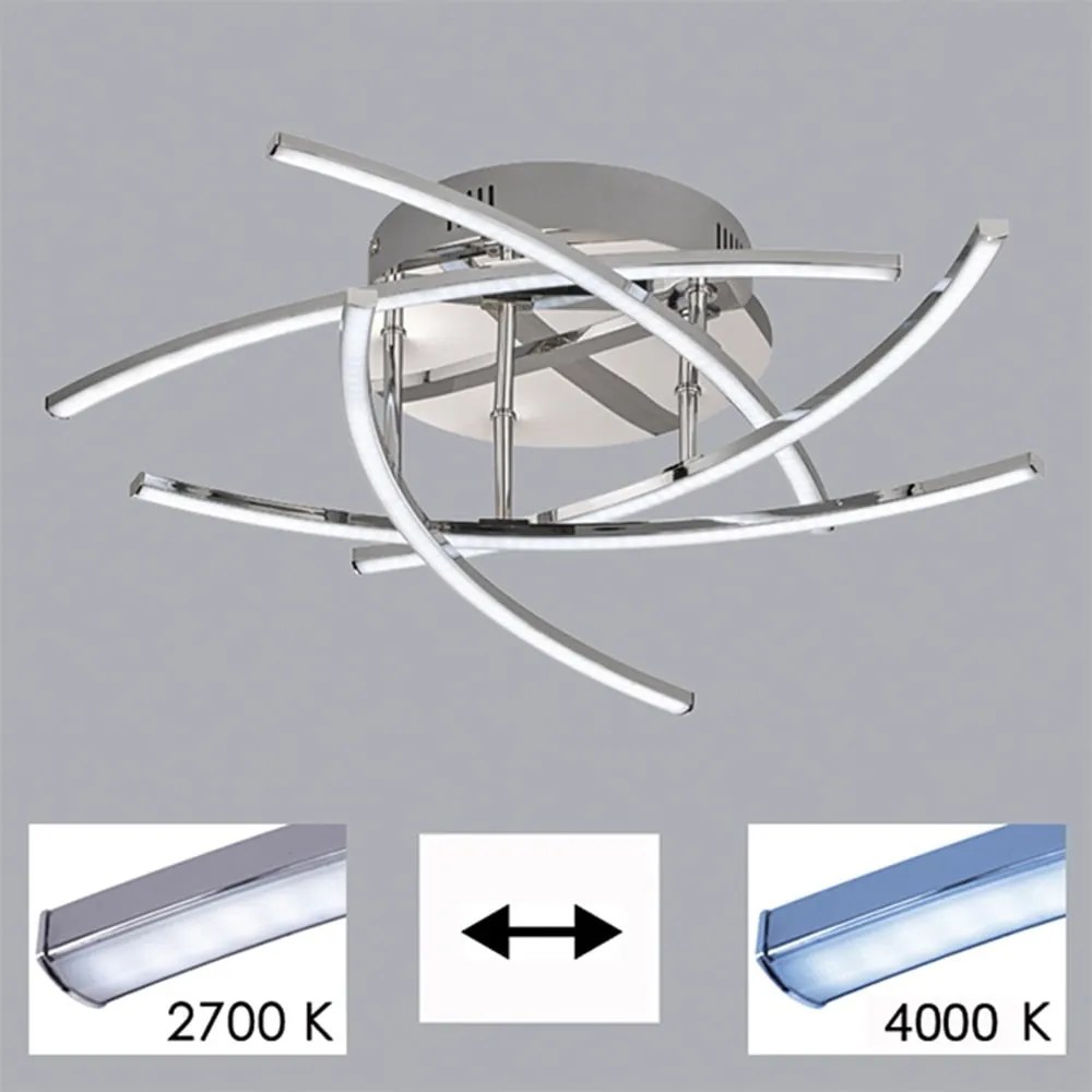 Metalowa lampa sufitowa LED ze zdalnym sterowaniem w kolorze srebra Cross – Fischer & Honsel