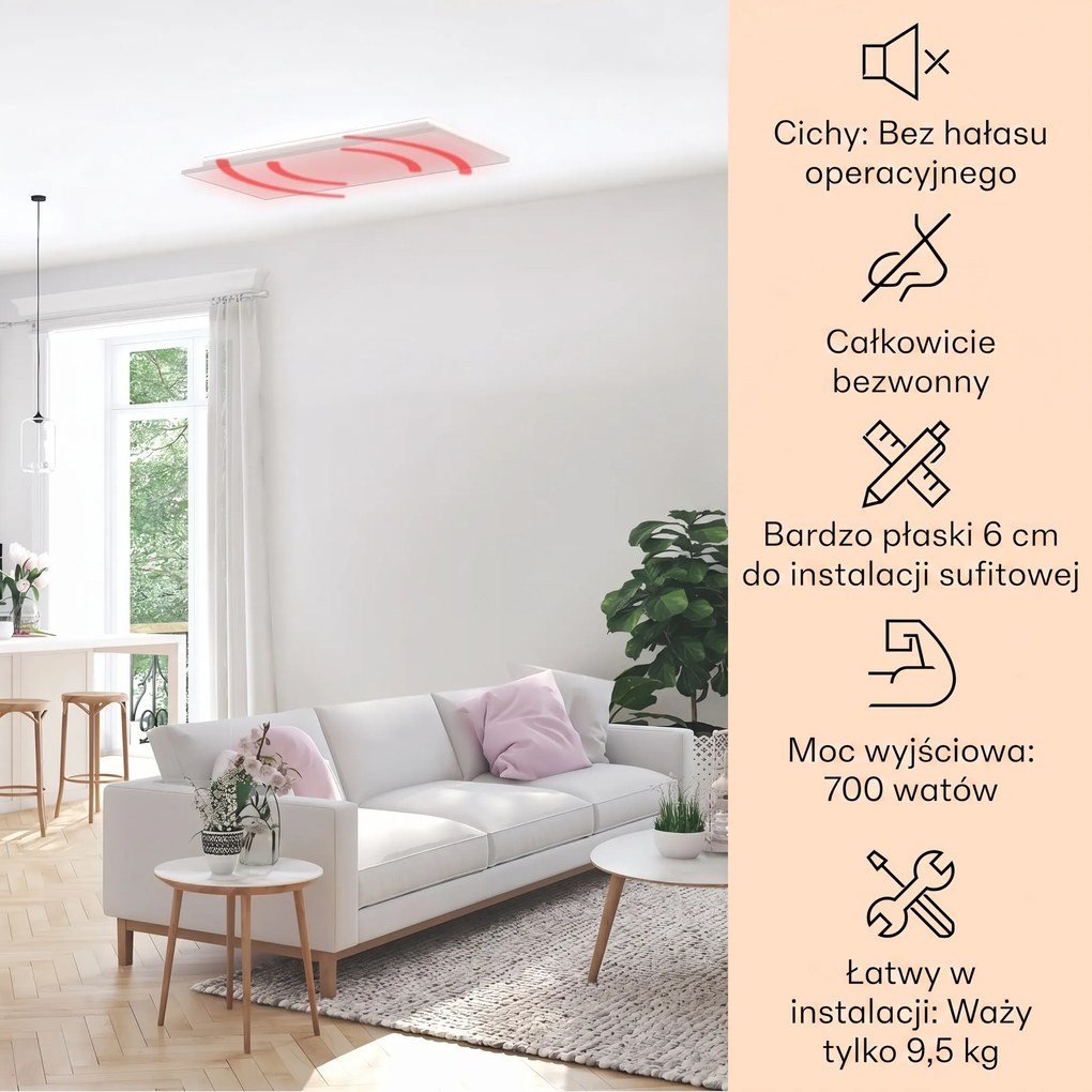 Klarstein Wondersky 700W 60x120cm Panel na podczerwień Biały