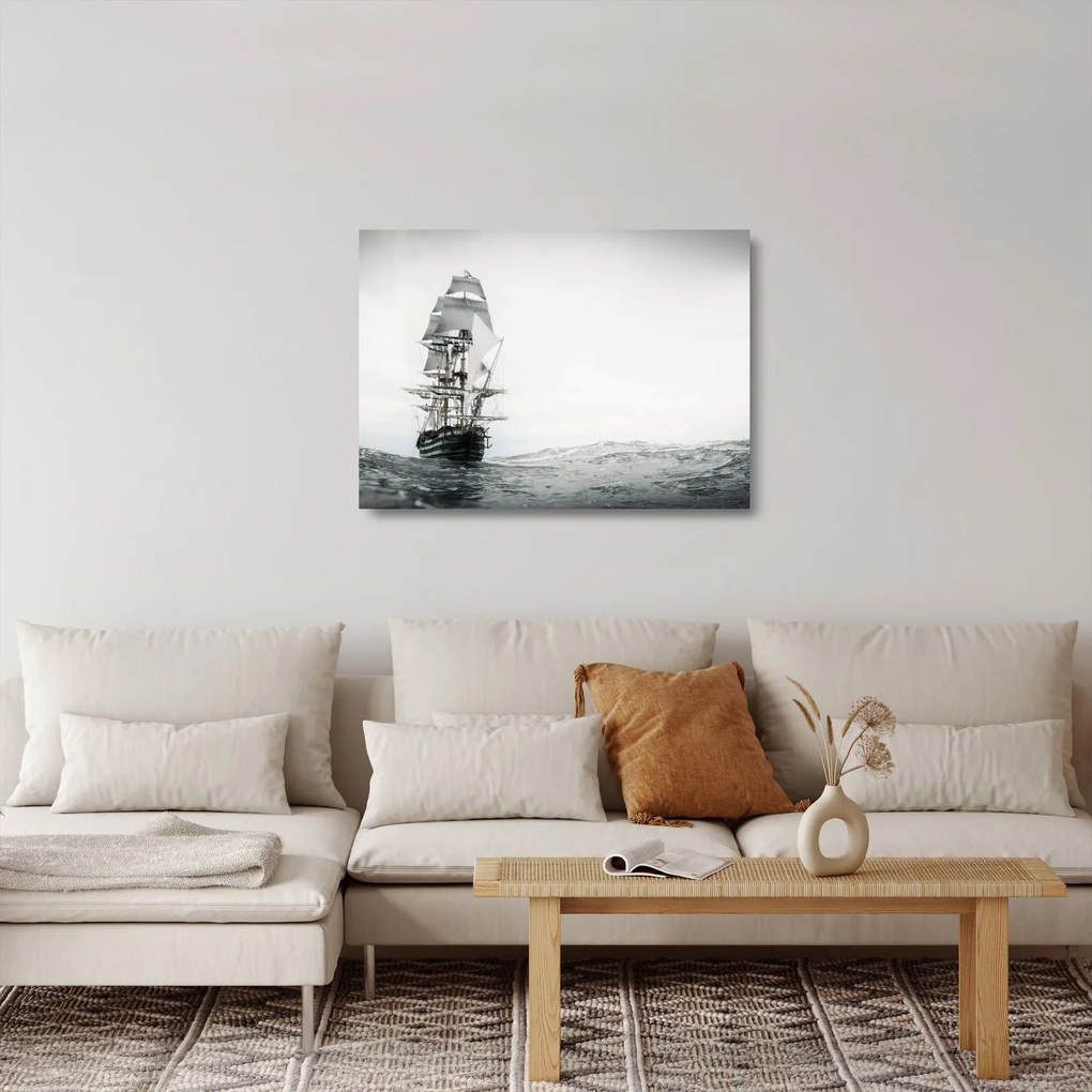 Obraz na szkle - Statek płynący po oceanie (70x50 cm)
