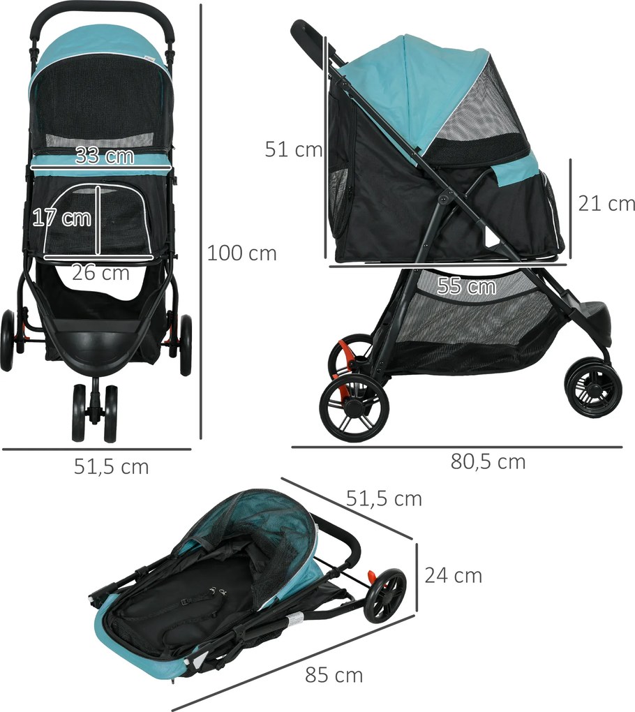 Outsunny Wózek dla Psa i Kota 2w1 Składany Ciemnozielony | Aosom PL