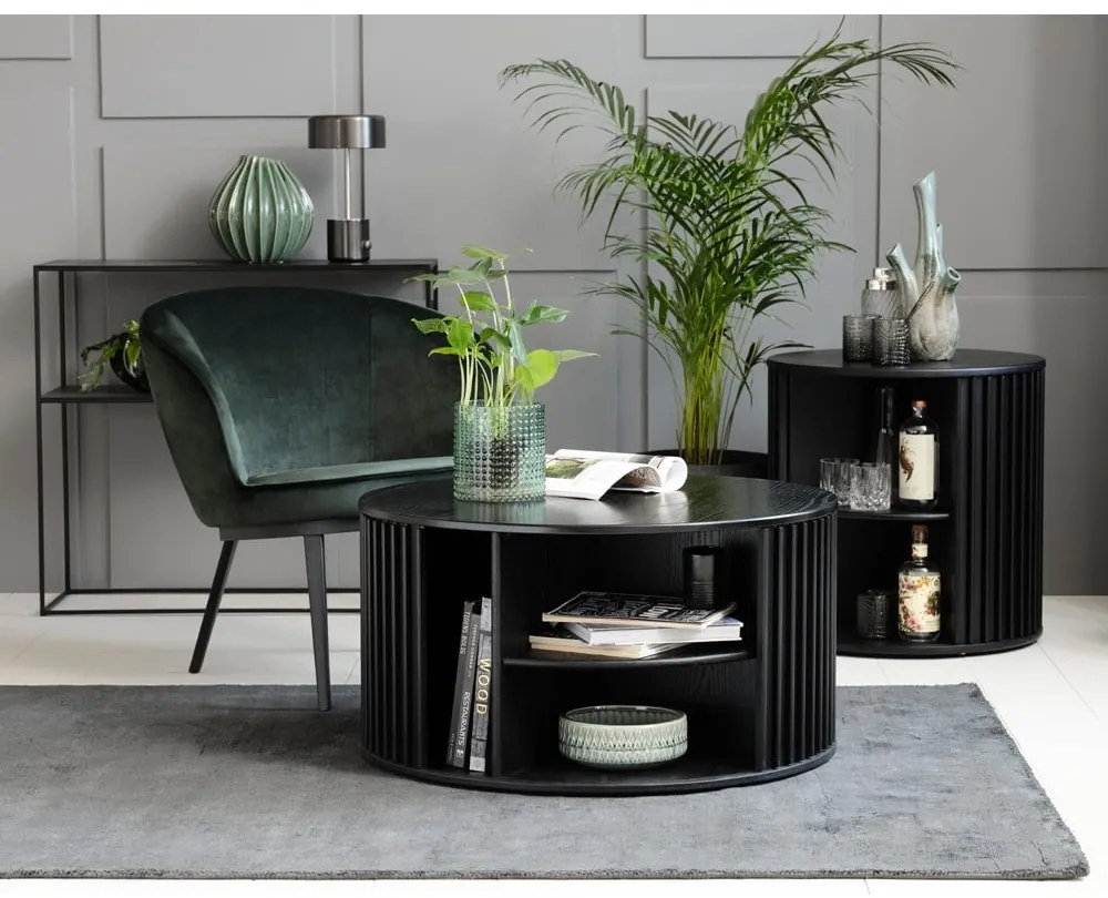 Czarny okrągły stolik ø 85 cm Siena – Unique Furniture