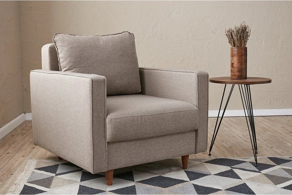 Nowoczesny fotel 1-osobowy – 85 x 90 x 82 cm – kremowy – 100% poliester