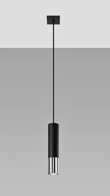 Czarno-chromowana lampa wisząca tuba - EXX244-Oller
